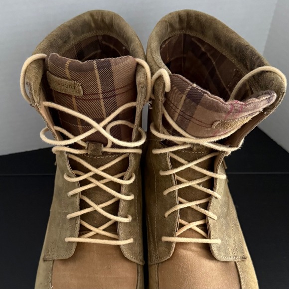 Rockport x Barbour Mens 13 Tan Suede Canvas Plaid Lined Buckle Field Boots main image 8